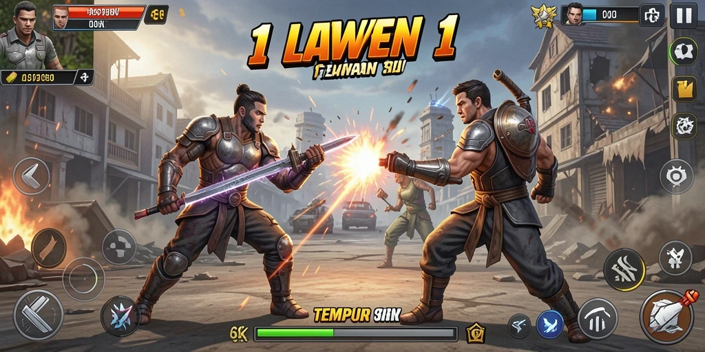 Tampilan antarmuka 66K saat pertarungan 1 Lawan 1 yang mengesankan.