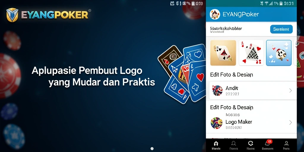 Screenshot antarmuka aplikasi EYANGPOKER yang menunjukkan fitur Logo Maker.