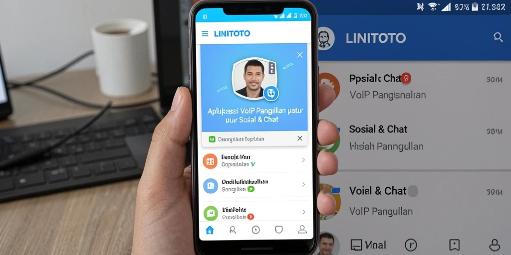 Tampilan antarmuka LINITOTO dengan fitur VoIP Panggilan yang intuitif.