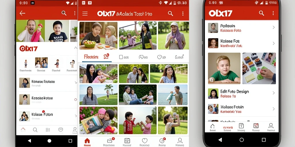 Tampilan antarmuka OLX17 menunjukkan proses pembuatan kolase foto menarik.