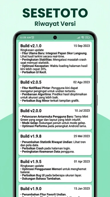 Riwayat Versi Aplikasi Sesetoto untuk Android